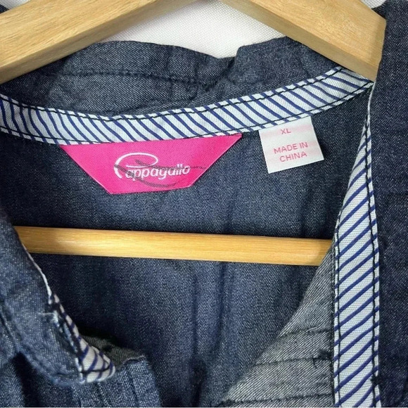 Cappagallo Dark Blue Denim Western Long Sleeve Button Down XL - Picture 4 of 4